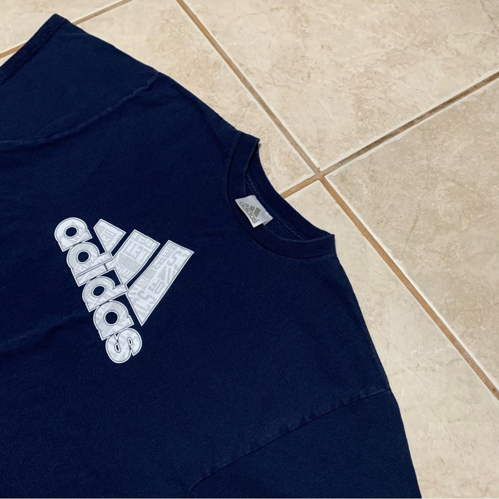 Adidas Men’s Shirt The Go To Tee Cotton Shirt Blue  White Size Small